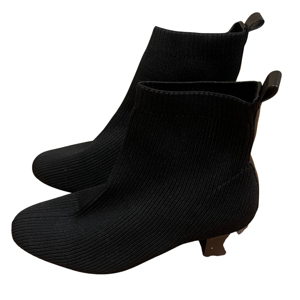 Joie X Revolve Neely Black Knit Sock Booties Block Heel Ankle Boots 7.5 Gothic